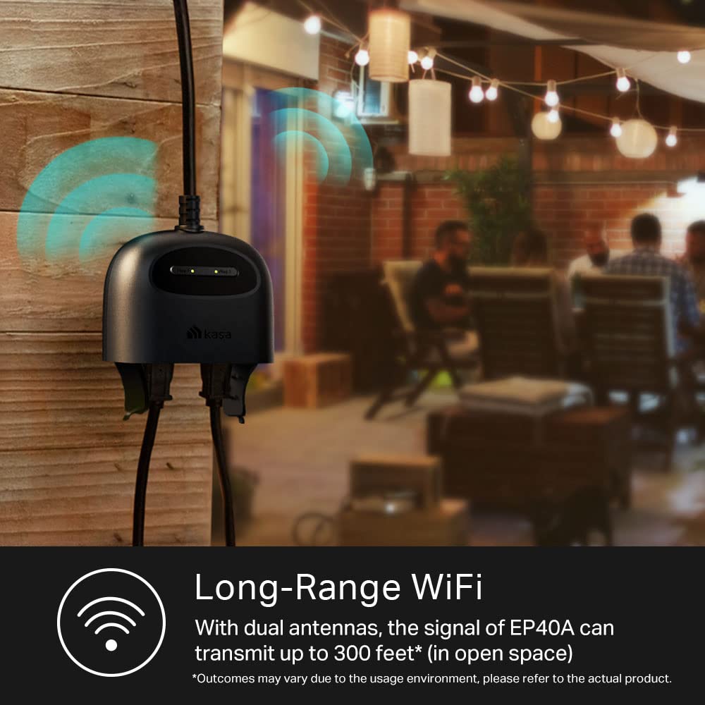 Kasa Outdoor Smart Plug, Smart Home Wi-Fi Outlet with 2 Sockets, EP40
