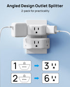 TROND Multi Plug Outlet Extender with USB, 2 Pack Plug Splitter