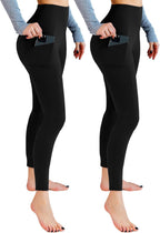 Leafigure 2-Pack High Waist Gym Leggings with Pockets for Women
