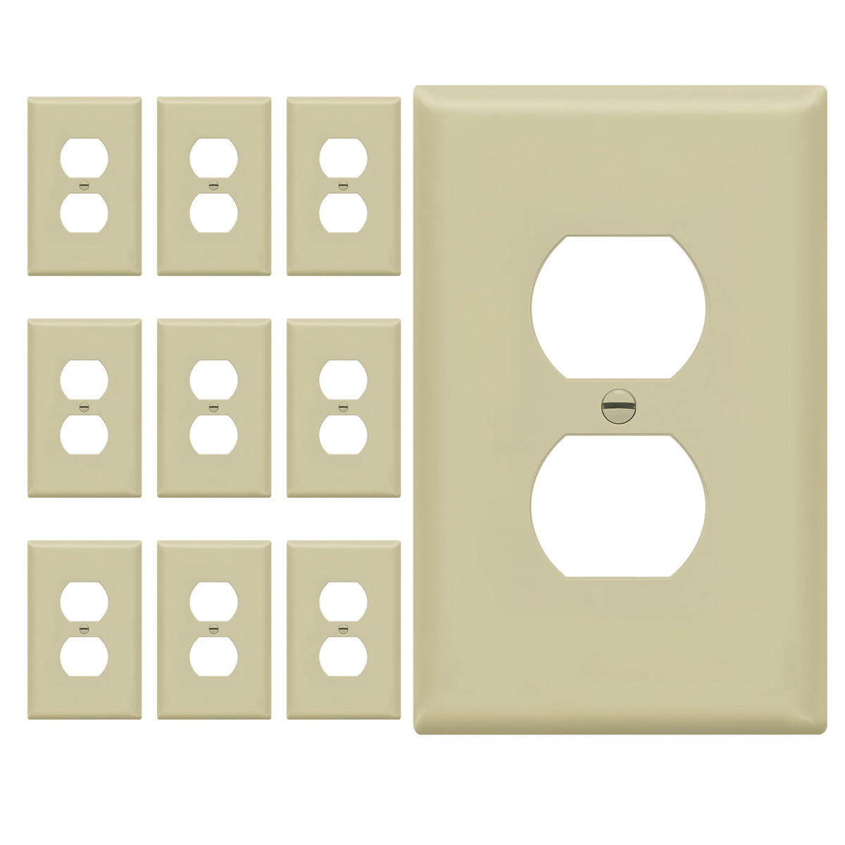 ENERLITES 10 Pack Outlet Covers Wall Plate for Duplex Receptacle, White