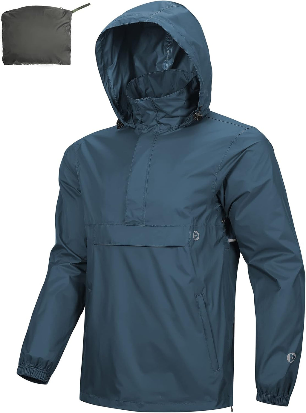 Outdoor Ventures Men's Waterproof Rain Jacket Packable Hooded Pullover