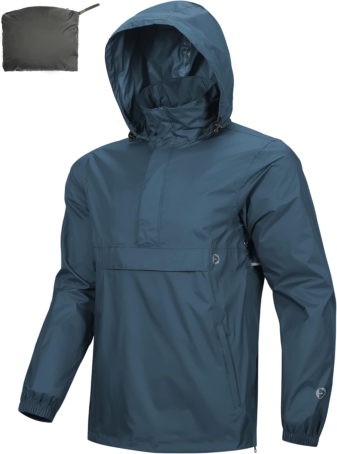 Outdoor Ventures Men's Waterproof Rain Jacket Packable Hooded Pullover