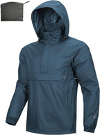 Outdoor Ventures Men's Waterproof Rain Jacket Packable Hooded Pullover
