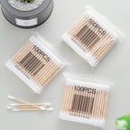 600 pk Bamboo Cotton Buds (6 x 100) by ZHIYE, 100% Biodegradable Cotton Swab with Wooden Handles for Cleaning Ear, Makeup,Keyboard,Wound etc