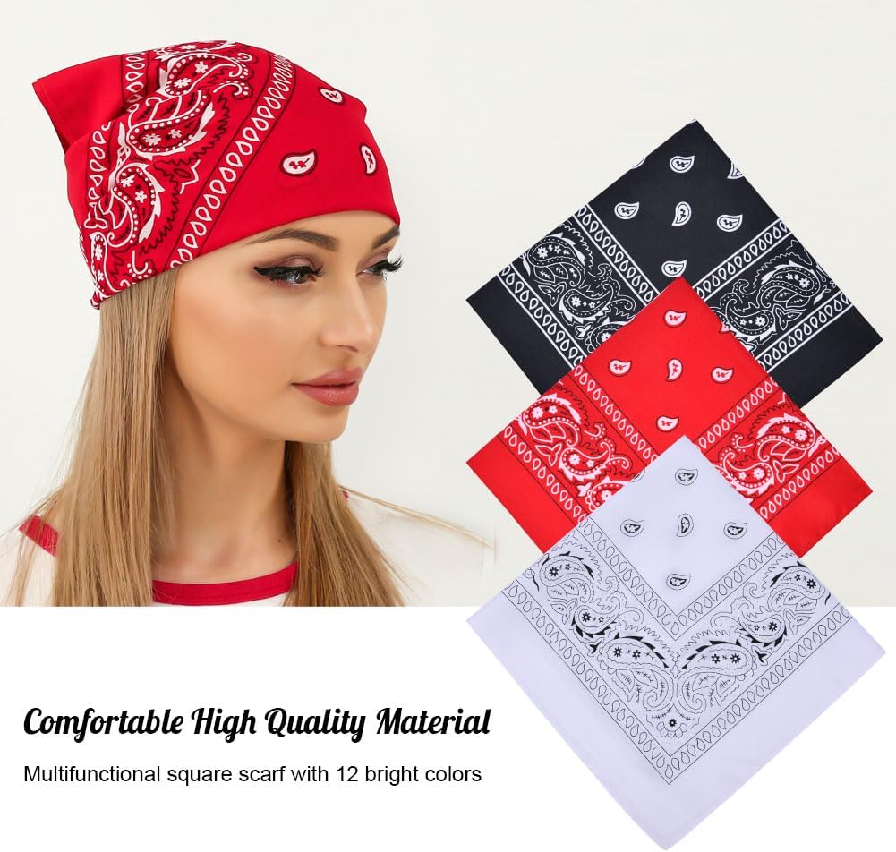 Aomig Bandana Head Scarf for Men and Women, Stylish Cowboy Headband Handkerchief, Multi-purpose Hair Scarf Paisley Print Unisex Headwraps, Bib Party Face Covering Headwear for Motorcycling