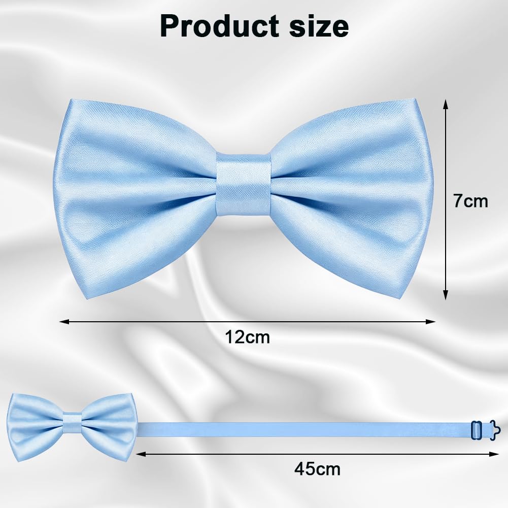 URAQT Men Pre-Tied Solid Satin Bow Tie, Adjustable Formal Bowtie