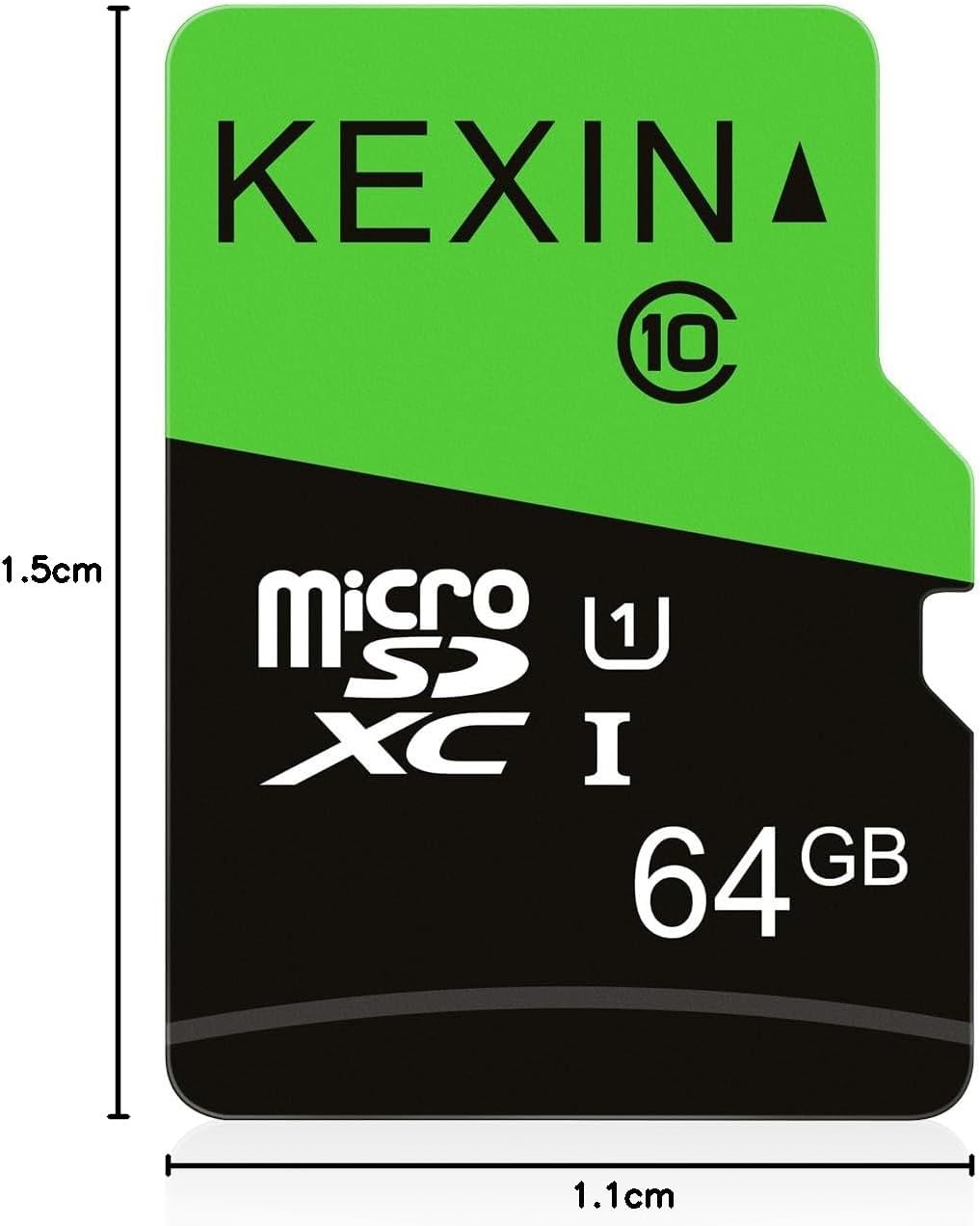 KEXIN Micro SD Card 64GB, MicroSDXC Memory Card UHS-3 Up to 85MB/s Read 30MB/s Write, Class 10 C10 U3 TF Card for Camera, Smartphone, Security System, Drone, Tablet (Black Green)