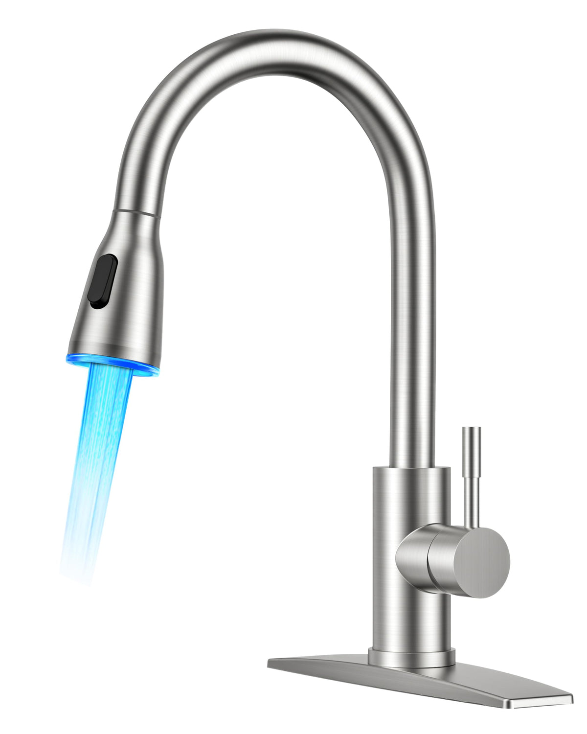 FORIOUS Kitchen Faucet with Cup Washer, Pull Down Sprayer, Brushed Nickel