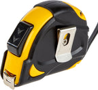 Amazon Basics Self-Locking Tape Measure with Belt Clip, 16-Feet (5-Meters), Inch/Metric Scale, MID Accuracy, Black, Yellow