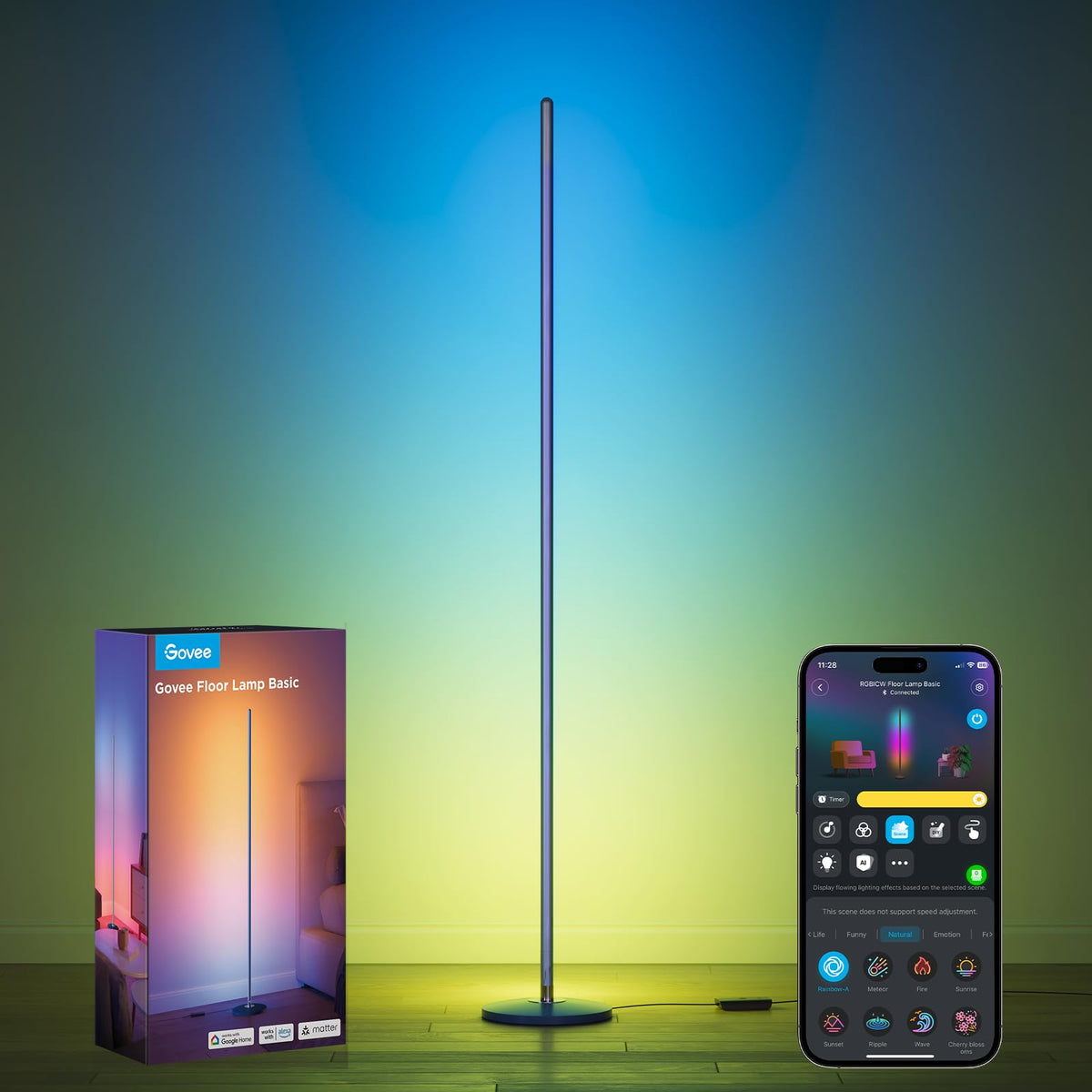 Govee RGBIC Floor Lamp Basic, 1000lm LED Corner Lamp, Black