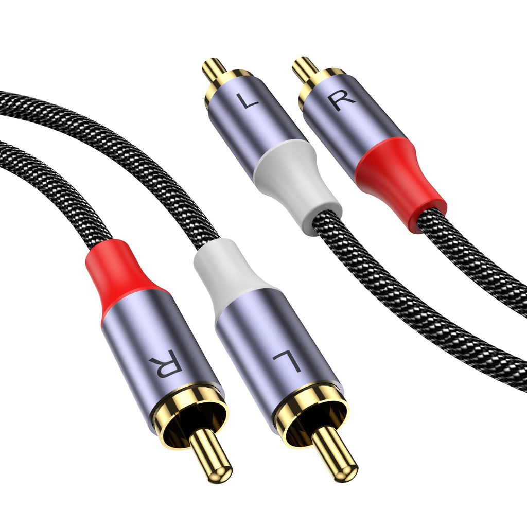 MOSWAG RCA Stereo Cable,2-Male to 2-Male RCA Audio Stereo Cable 10Ft/3M,RCA Cord Auxiliary Audio Cord Nylon Braided for Home Theater, HDTV, Amplifiers, Hi-Fi Systems, Car Audio, Speakers