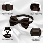 URAQT Men Pre-Tied Solid Satin Bow Tie, Adjustable Formal Bowtie
