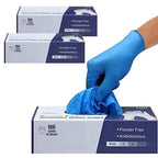 Surgicals Powder Free Nitrile Gloves, Food Grade, Hand Disposable Gloves - 100 Count - Blue (100, Large)