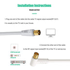 Ancable TV Aerial Cable with Coaxial Adapter 1M White TV Ariel Lead