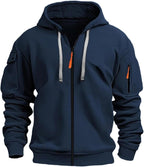 Mens Hoodie Long Sleeve Pullover Zipped with Drawstring Hood and Pocket Cuffed Shirts Hoody Fleece Slim Fit Casual Winter Oversized Hooded Sweatshirts Jacket Streetwear
