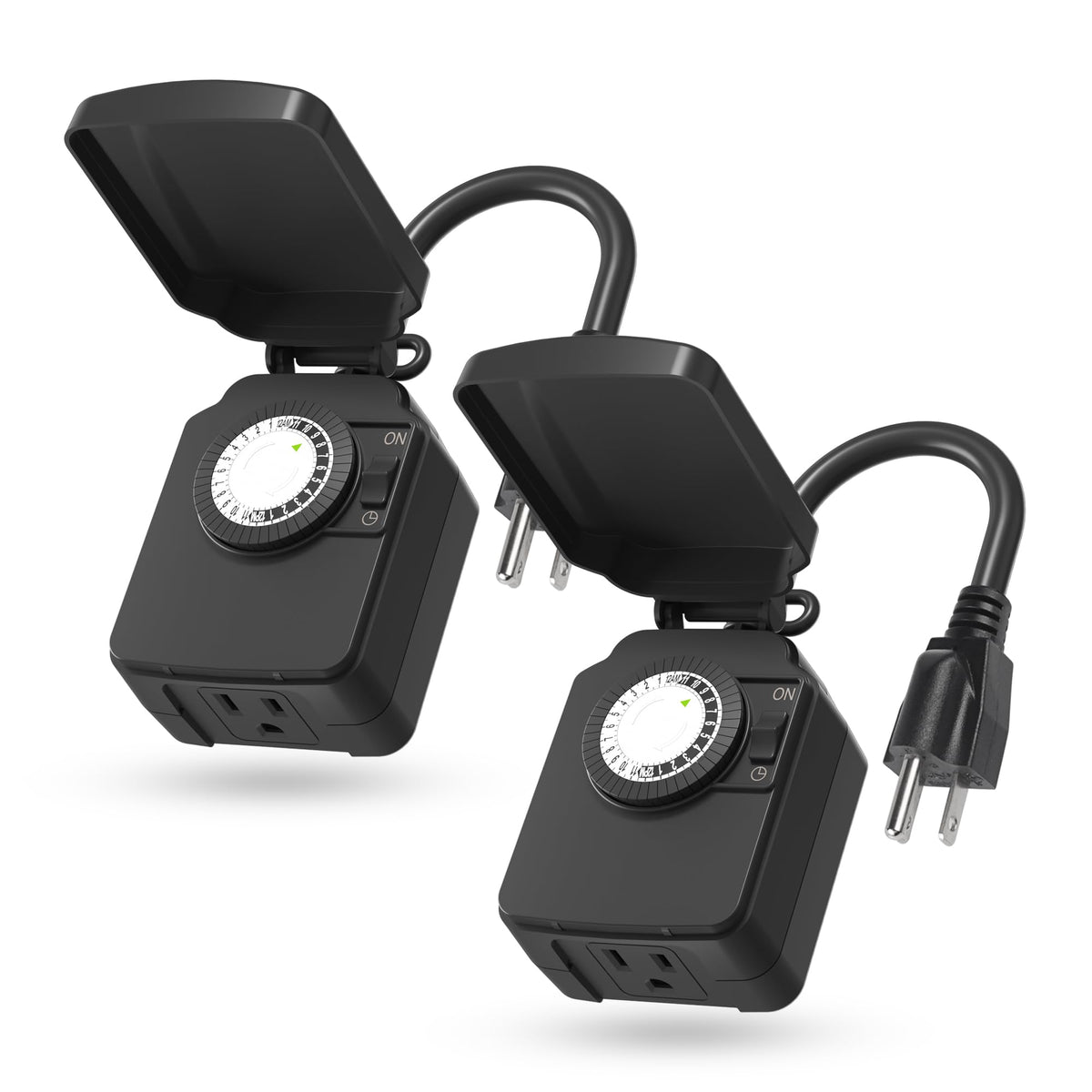 BN-LINK Outdoor 24-Hour Mechanical Timer Outlet, 2 Grounded Outlets