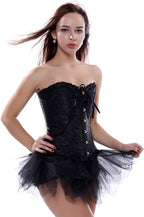PhilaeEC Women's Plus Size Bridal Lingerie Lace up Satin Boned Corset + G-string