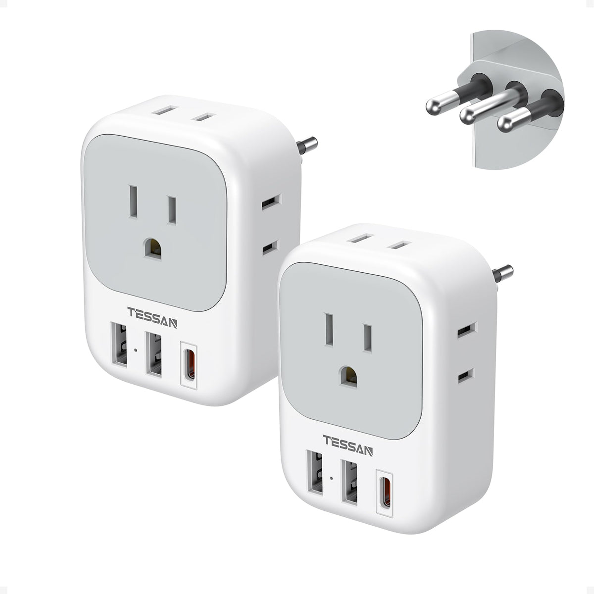 TESSAN European Travel Plug Adapter 2 Pack, Type C Plug