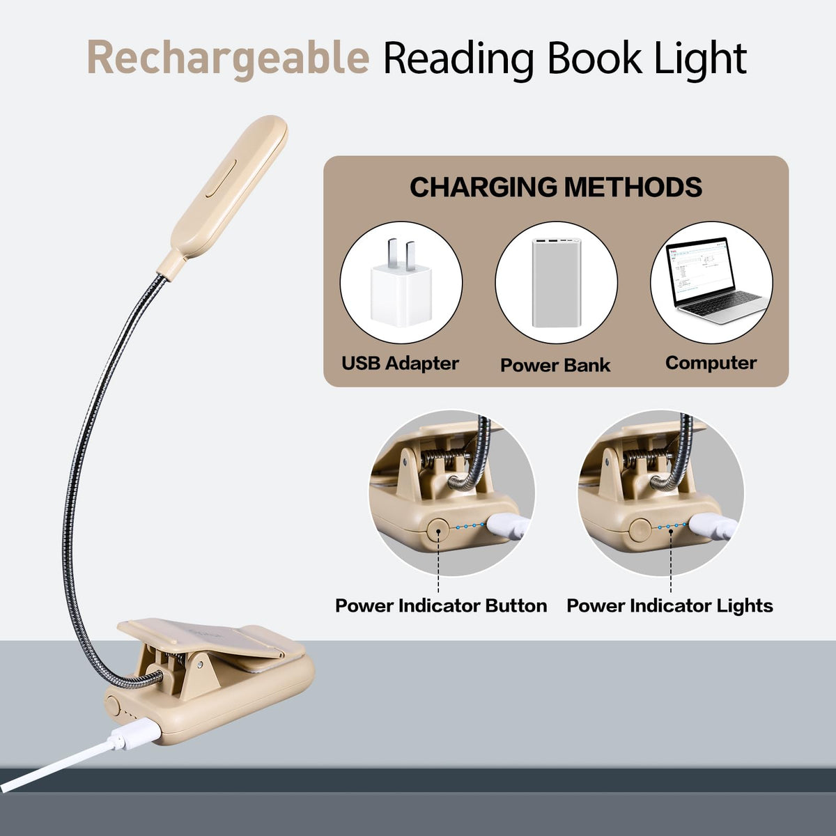 VAVOFO Rechargeable Reading Light, Clip on Book Light for Reading in Bed