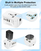 Universal Travel Adapter Worldwide with 2 USB C and 2 USB A Ports, International Travel Plug Adapter Worldwide USB Travel Adaptor All in One Universal Charger Power Adapter for European EU US UK AUS