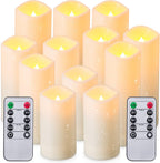 YOROXRG Solar flameless Candles Outdoor Waterproof,Dusk to Dawn Outdoor Lighting, Flickering fameless Reusable LED Light Candles for Lantern Garden Camping and Home Decor, 3D Wick (3"X6") Set of 2