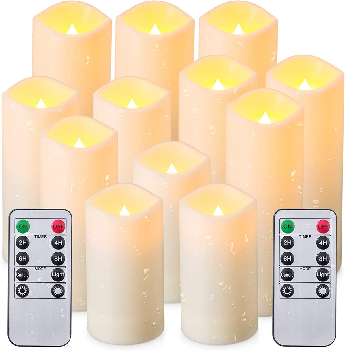 YOROXRG Solar flameless Candles Outdoor Waterproof,Dusk to Dawn Outdoor Lighting, Flickering fameless Reusable LED Light Candles for Lantern Garden Camping and Home Decor, 3D Wick (3"X6") Set of 2