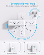 Surge Protector Outlet Extender with Rotating Plug, Multi Plug Wall Outlet