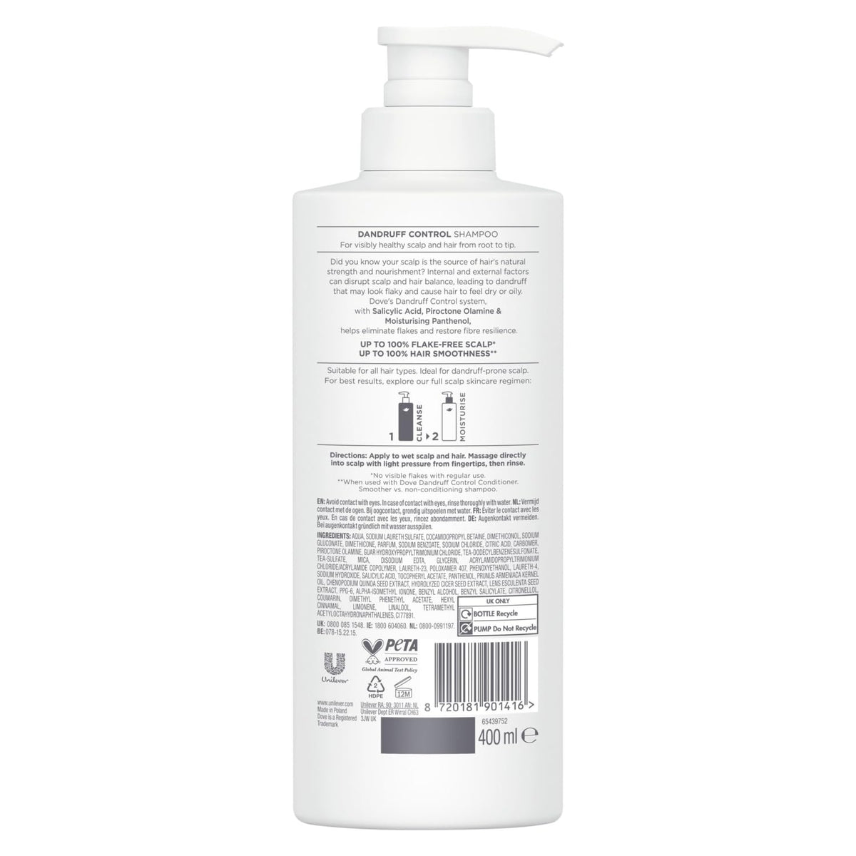 Dove Scalp + Hair Therapy Dandruff Control Shampoo, 400 ml