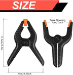 12 Pack Plastic Spring Clamps, 3.5inch Small Heavy Duty Clips for Crafts, Backdrop Stand, Woodworking, Photography Studios (Black)