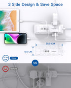 Extension Lead with USB Slots, 6 Way Outlets 5 USB (5A, 3 USB- C Port),1.6M