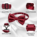 URAQT Men Pre-Tied Solid Satin Bow Tie, Adjustable Formal Bowtie
