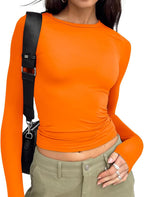 LILLUSORY Long Sleeve Tops Women Crew Neck Y2k T Shirts