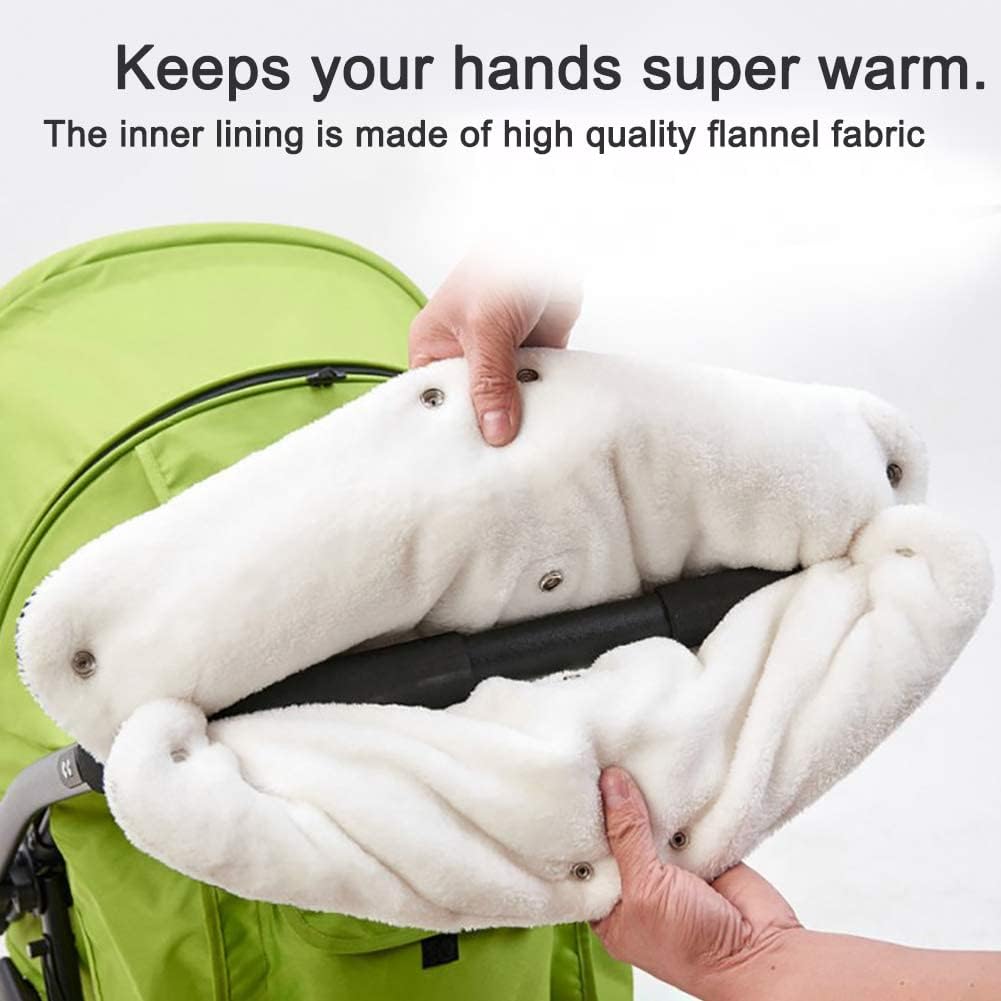 Stroller Fleece Hand Muff,DIAOPROTECT Pram Pushchair Gloves Hand Gloves Waterproof Windproof Breathable Anti-Freeze Extra Thick Warm Winter Baby Stroller Gloves(Black)