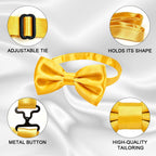 URAQT Men Pre-Tied Solid Satin Bow Tie, Adjustable Formal Bowtie