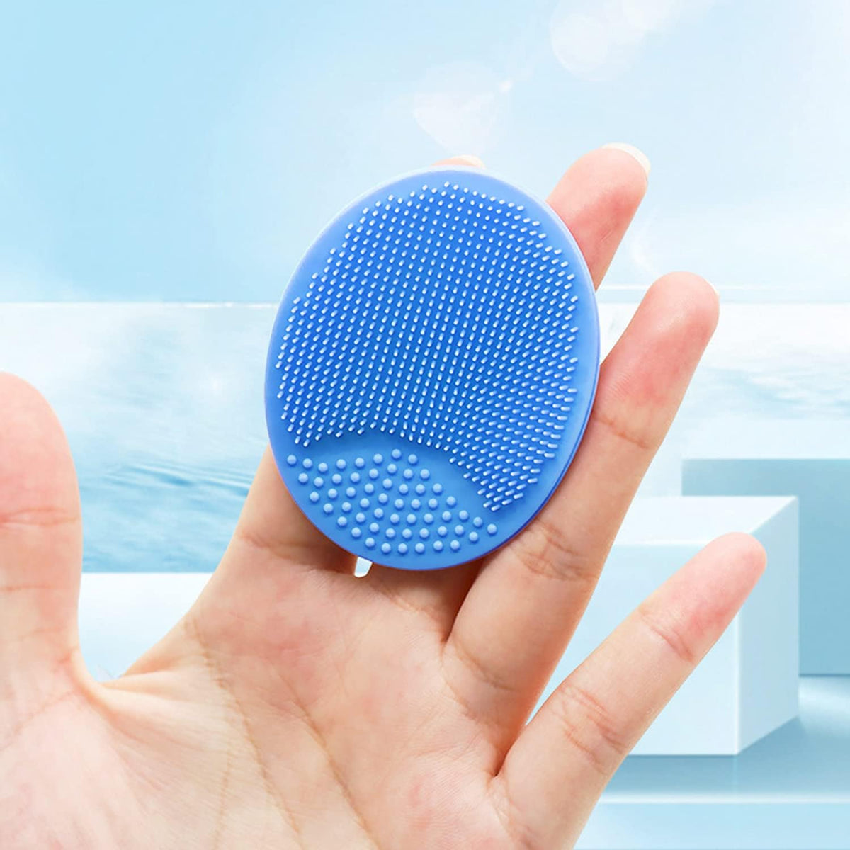 Baby Bath Brush, Baby Cradle Cap Brush, Silicone Massage Brush, Silicone Scrubbers Exfoliator Brush, Baby Skin Scrubbers Essential for Dry Skin, Cradle Cap and Eczema 2 Pack (Small-Blue&Green)