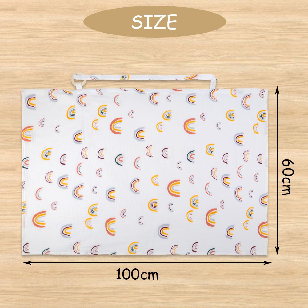 Aolso Breastfeeding Cover Nursing Cover, Muslin Cotton Soft Breathable Nursing Cover, Adjustable Strap Breast Feeding Coverall for Car Seat Blanket and Stroller Coverall (White-Bear)