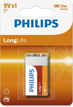 PHILIPS 9V Zinc Battery - 6F22 - Shelf Life up to 5 Years