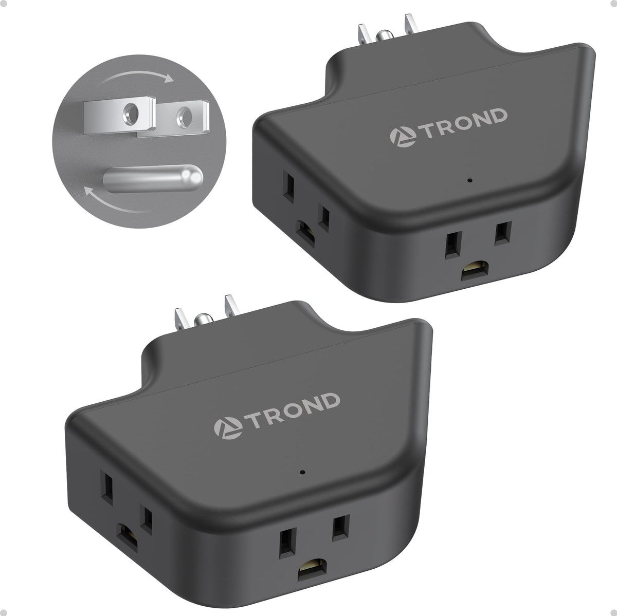 TROND Multi Plug Outlet Extender with USB, 2 Pack Plug Splitter
