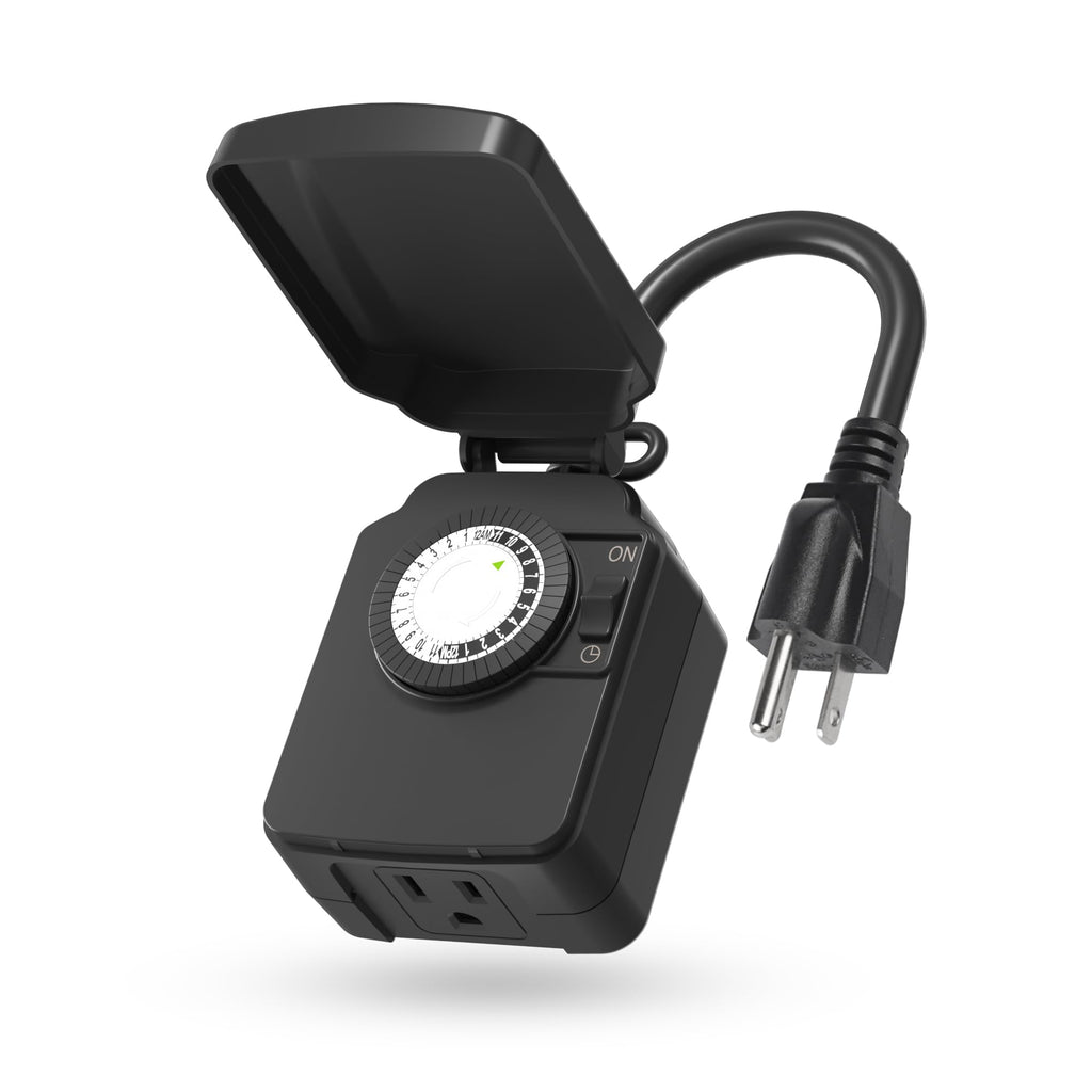 BN-LINK Outdoor 24-Hour Mechanical Timer Outlet, 2 Grounded Outlets