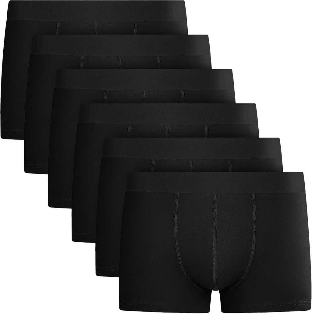 QINCAO Mens Boxers 6 Pack, Logo-Free Underwear, Soft Cotton, Breathable