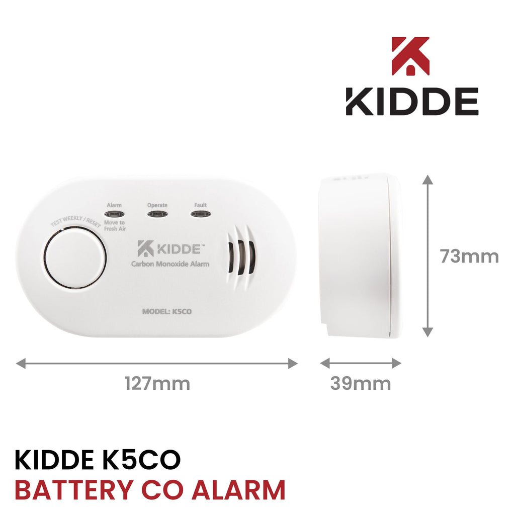 Kidde 5CO Carbon Monoxide Alarm and Detector with AA Batteries - 10 Year Sensor Life CO Alarm for Home