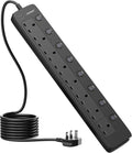 TOPREK 8 Way Extension Lead with Individual Switches, 2M Heavy Duty Socket