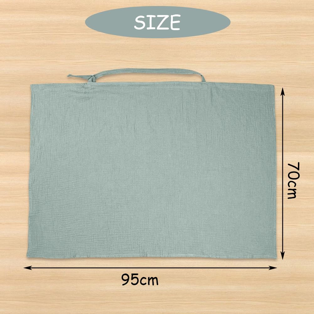 Aolso Breastfeeding Cover Nursing Cover, Muslin Cotton Soft Breathable Nursing Cover, Adjustable Strap Breast Feeding Coverall for Car Seat Blanket and Stroller Coverall (White-Bear)