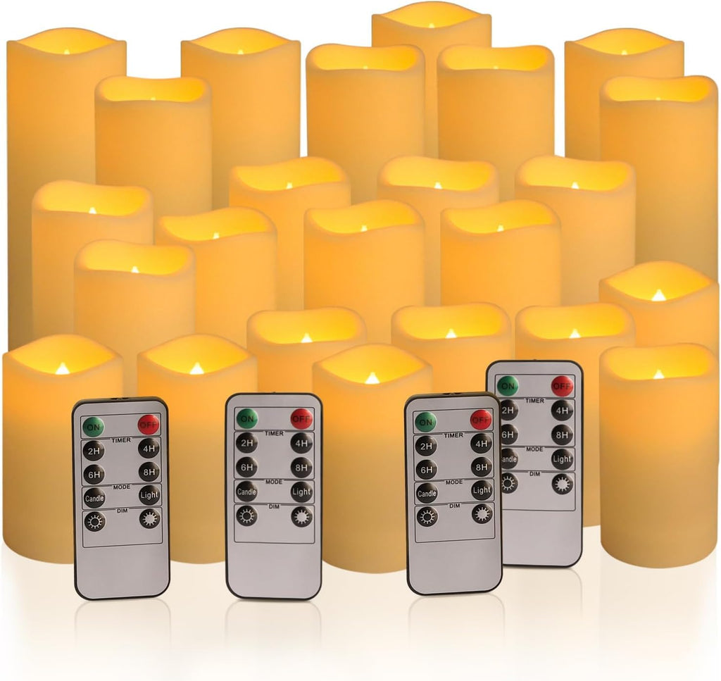 YOROXRG Solar flameless Candles Outdoor Waterproof,Dusk to Dawn Outdoor Lighting, Flickering fameless Reusable LED Light Candles for Lantern Garden Camping and Home Decor, 3D Wick (3"X6") Set of 2