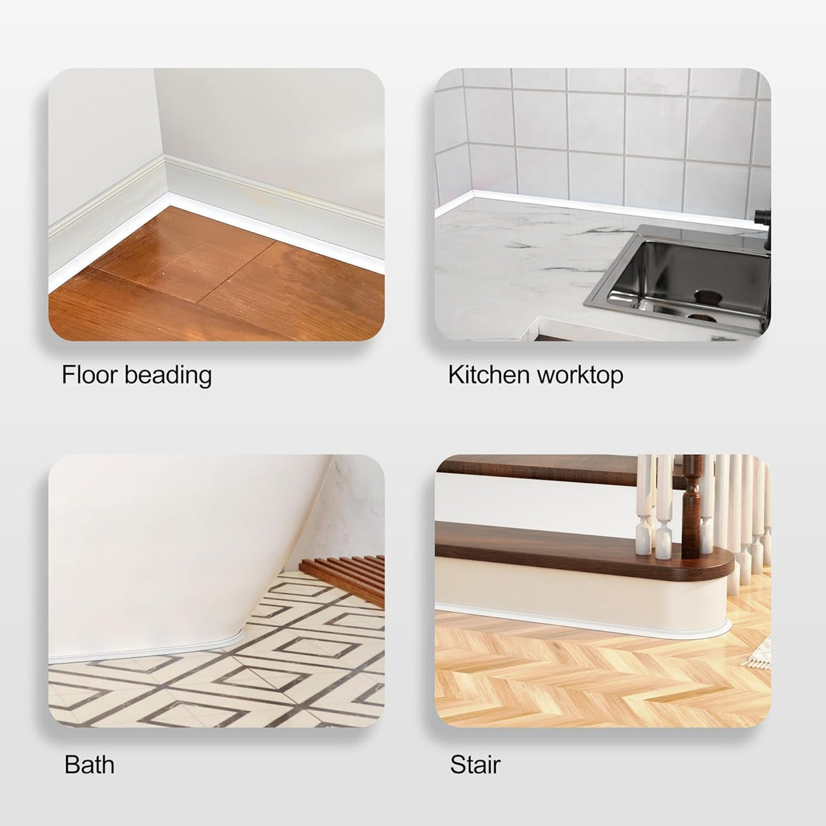 Zayejod PVC Quadrant Trim Laminate Beading Self Adhesive Matte White