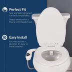 Mayfair Cassel slow close toilet seat, easy clean non-slip premium wood seat, install, made in USA, elongated, white
