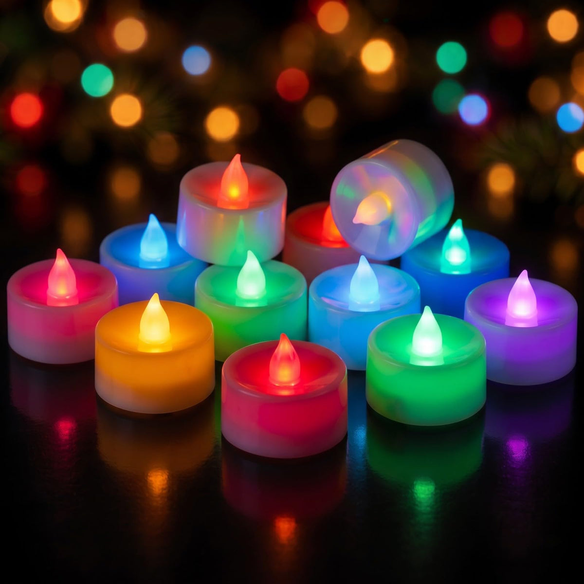 Homemory 50-Pack Black Flameless Battery Tealight Candles, 200+ Hours