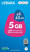 Lebara Mobile SIM Card: 5GB Data SIM Only Plan for £2.50, Half Price for First 3 Months, No Contract, UK Calls, Texts, International Minutes, EU and India Roaming Included, Fits All Devices