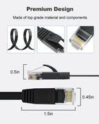Yauhody CAT 6 Ethernet Cable 10m, Pure Copper High Speed Solid Flat CAT6