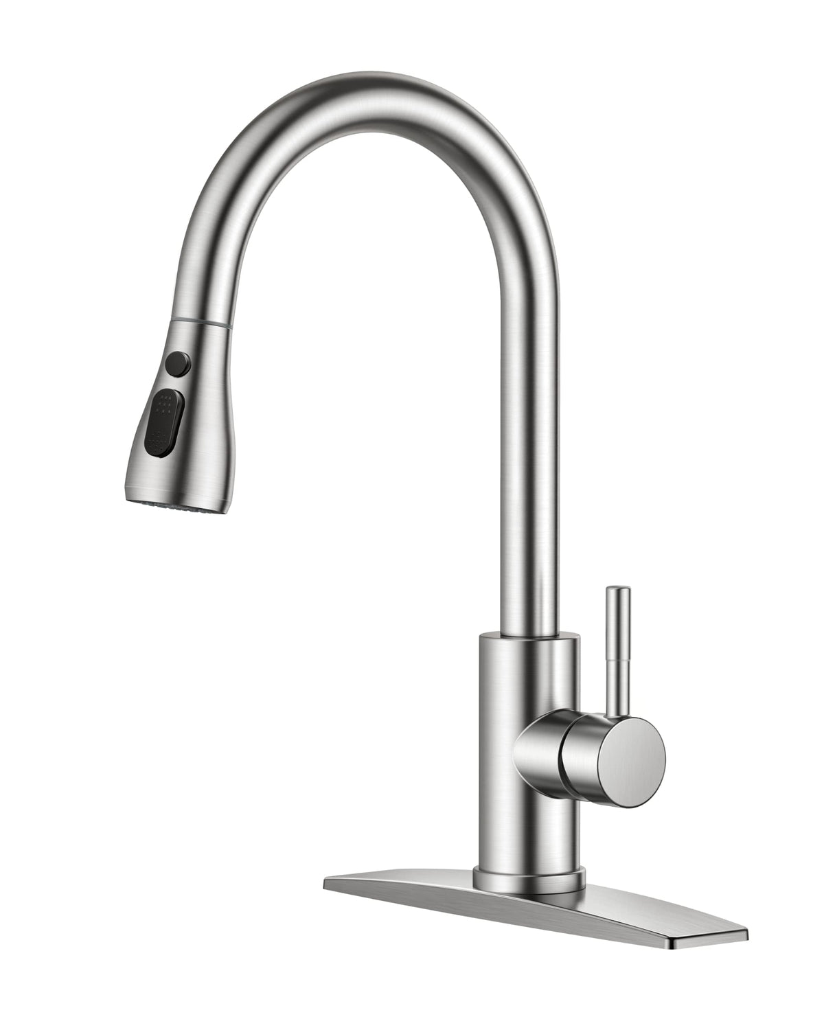FORIOUS Kitchen Faucet with Cup Washer, Pull Down Sprayer, Brushed Nickel